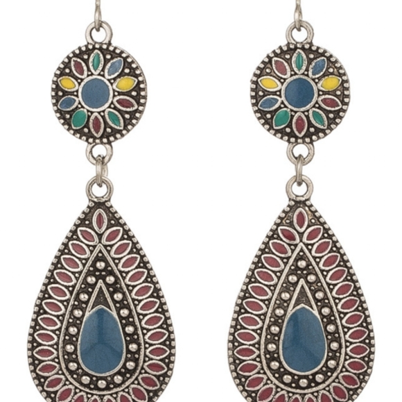 Boho Festival Folk Colorful Drop Dangle Earrings - Picture 2 of 5